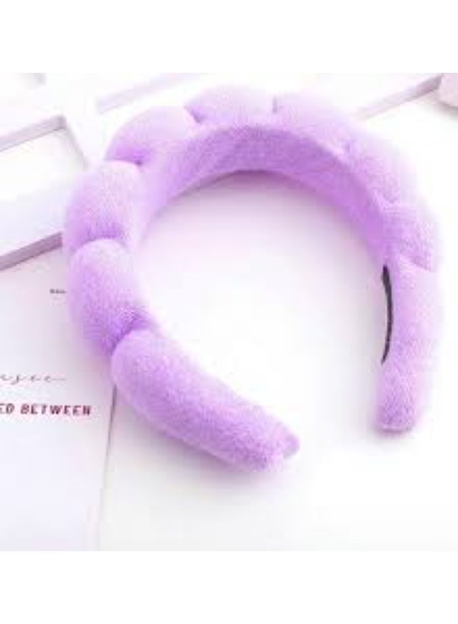 Spa Headband and Wristband Set, Terry Cloth Soft Puffy Hairband with Non-Slip Design for Facial Cleansing and Skincare multicolor - Image 3